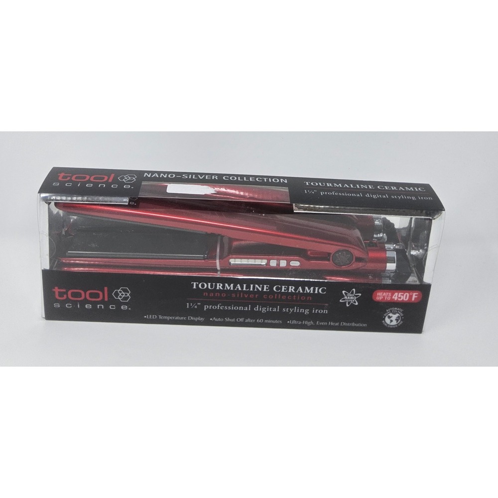 NEW Tool Science Digital Nano Silver Flat Iron 1 1/4in Tourmaline Ceramic 450°F